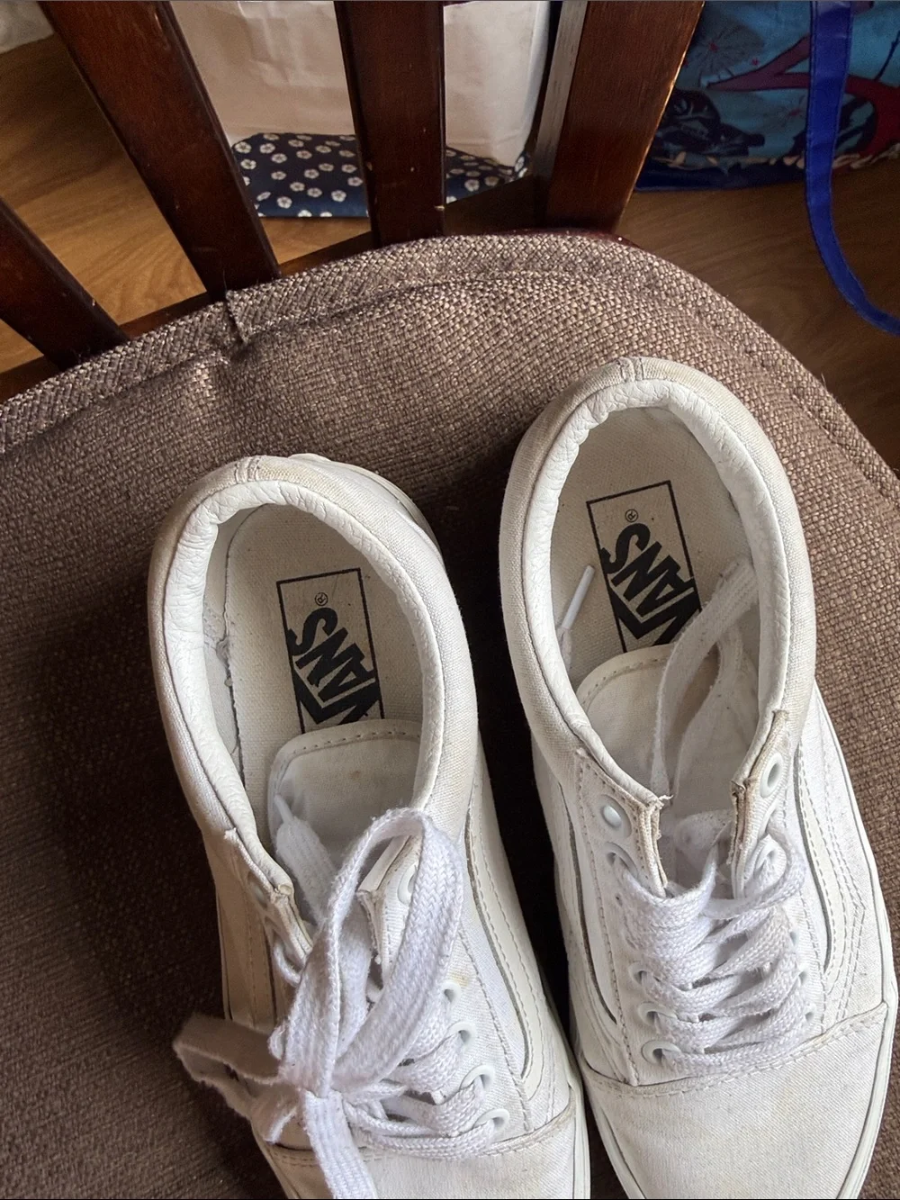 Classic White Vans with platform